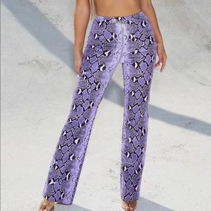 Purple Snake Print Pants - Wide Leg